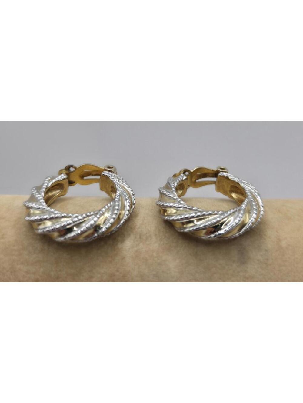 Vintage Signed Jomaz Joseph Mazer Classic Gold And Silver Tone Clip On Earrings - Picture 8 of 9